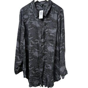 TORRID Gray Camo Shirt Plus Size 3X (torrid3) Button Up Womens Top NWT